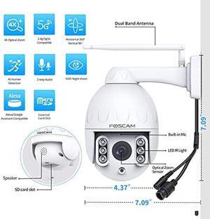 FOSCAM HT2 1080p Outdoor 2.4g/5gHz WiFi PTZ IP CJ639-B09HJQN9RH, 4X Optical Zoom Pan Tilt Security Surveillance Speed Dome, 2-Way Audio with Mic & Speaker, 165ft Night Vision, CMOS Image Sensor, IP66