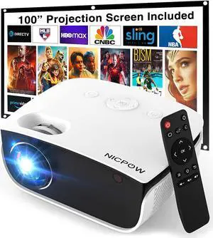 Outdoor Projector, Mini Projector with 100" Screen, 1080P and 240" Supported Movie Projector 7500 L Portable Home Video Projector Compatible with Smartphone/TV Stick/PS5/PC/Laptop