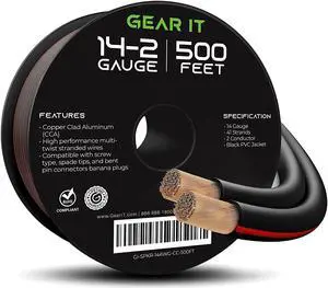 14AWG Speaker Wire, GearIT Pro Series 14 AWG Gauge Speaker Wire Cable (500 Feet / 152.4 Meters) Great Use for Home Theater Speakers and Car Speakers Black