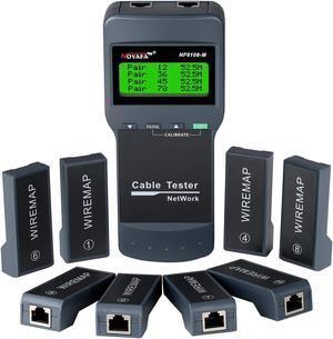 Network Cable Tester - NOYAFA Cable Wire Fault Finder for RJ45 Cat5, Cat6, 5e, 6e Measure Length, Locate The Breakage Point, Check Wiring Error with 8 Far-end Passive Test Jacks
