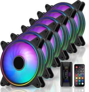 FAB Moonlight 120mm RGB Case Fan with Fan Hub X and Remote,Motherboard Aura SYNC,Speed Control,Addressable Fan for PC Case-6 Pack