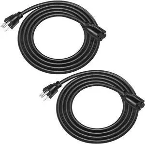 Outdoor Extension Cord 6ft, 3 Prong Waterproof Extension Cable for Lights, Indoor Outdoor Appliances, 16/3 SJTW, Black, ETL Listed, 2 Pack