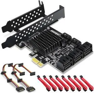 SATA Card 8 Port, Non Raid SATA Expansion Card for SATA III 6G Hard Drives for Desktop, Includes 8 SATA Cables and 2 SATA Splitter Cables
Brand: SupaHub