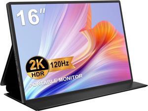 AYY 2K Portable Monitor 16'' 120Hz Portable Gaming Monitor, 2560x1600 QHD Portable Travel Laptop Monitor IPS Computer External Second Screen USB C HDMI Monitor w/Smart Cover for PC MAC Xbox PS5/4
