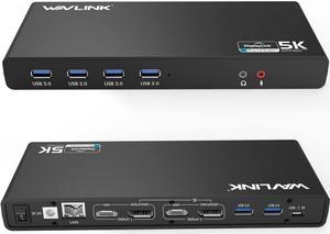 USB 3.0 Universal Laptop Docking Station,USB C to 5K/ Dual 4K @60Hz Video Outputs Dual Monitor for Windows and Mac,(2 HDMI & 2 DP, Gigabit Ethernet, 6 USB 3.0,Audio)