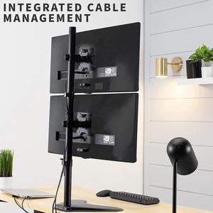 34 inches-Dual Monitor Desk Stand Free-Standing LCD Mount, Holds in Stacked Vertical Position 2 Ultrawide Screens up to 34 inches, Black, STAND-V002L