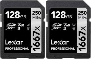Lexar Professional SDHC / SDXC 1667x UHS-II 128gb Memory Card 2 Pack