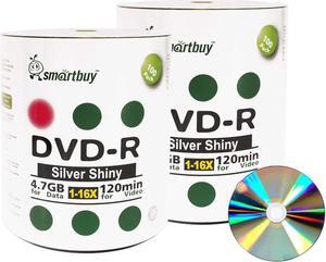 Smart Buy 200 Pack DVD-r 4.7gb 16x Shiny Silver Blank Data Video Movie Recordable Media Disc, 200 Disc 200pk