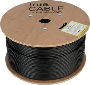Cat5e Outdoor Shielded (FTP), 1000ft, Waterproof Direct Burial Rated CMX, Black 24AWG Solid Bare Copper, 350MHz, PoE++ (4PPoE), ETL Listed, Bulk Ethernet