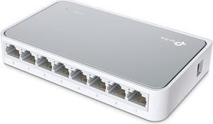 TP-Link 8 Port 10/100Mbps Fast Ethernet Switch | Desktop Ethernet Splitter | Ethernet Hub | Plug and Play | Fanless Quiet | Desktop Design | Green Technology | Unmanaged (TL-SF1008D), White
