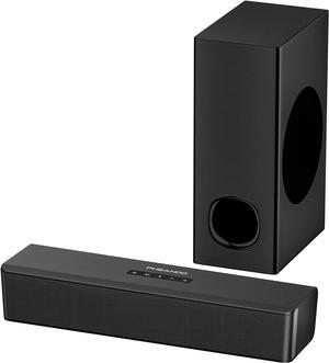 2.1 Compact Sound Bars for TV with Subwoofer, HDMI ARC/Bluetooth 5.0/Optical/AUX/RCA Connection, Remote Control, Adjustable Bass, Wall Mountable  P15, 140W, 16 inch