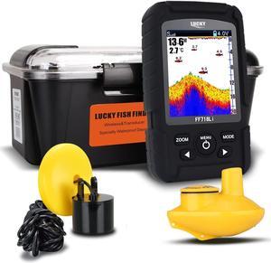 LUCKY Portable Fish Finder,Smart Handheld Depth Finder with Sonar Sensor,Wired and Wireless Fishing Finder for Ice Fishing Sea Fishing Kayak Fishing Boat Fishing,Waterproof,Black