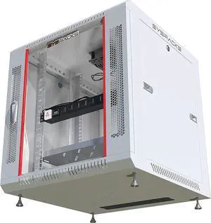 Network Data Cabinet - Rack Mount - Wall Mount IT Rack - Locking - Server Rack - 24-Inch deep Data Rack - Gray Server Cabinet with POWERBAR/Fan/Shelf/LEVELERS/for Servers - A/V (12U 24"X24"X24")