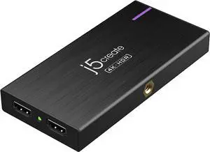 j5create 4K Game Video Capture Card with PD 60W Pass-Through Charging, Stream and Record 4K Video on PS5, PS4, Xbox, Switch, Work with OBS, Twitch, YouTube (JVA14)