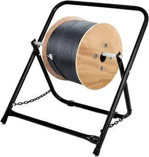 Durable Single Axle Cable Caddy - Commercial Industrial Grade Steel Wire Rack Dispenser - Compact Design Holds Cable Reels Up to 20" Diameter and 100 Lb Capacity - (Black)
