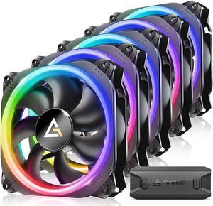 RGB Fans, PC Fans 120mm RGB Fans, 5V-3PIN Addressable RGB Fans, Motherboard SYNC with 5V-3PIN, 120mm Fan 5 Packs with controller, Prizm Series RGB Fans
