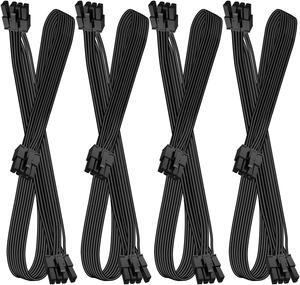 16AWG 8 Pin PCIE Cable,8 Pin Male to Dual 8 Pin,GPU Power Cable for EVGA Modular Power Supply,Graphics Card 8pin Splitter(65cm+15cm) 4 Pack