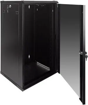 18U Wall Mount Network Server Data Cabinet Enclosure Rack Glass Door Lock w/ Fan