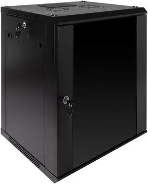 12U Wall Mount Network Server Data Cabinet Enclosure Rack Glass Door Lock w/ Fan