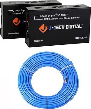 Digital HDMI Extender by Single Cat 5E/6 Full Hd 1080P with Deep Color, EDID Copy, Dolby Digital/DTS Primary Bundle with 150 Ft Ethernet Cable