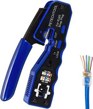 RJ45 Crimp Tool Pass Through Crimper Cutter for Cat6a Cat6 Cat5 Cat5e 8P8C Modular Connector Ethernet All-in-one Wire Tool