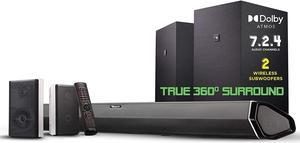 Nakamichi Shockwafe Elite 7.2.4 Channel 800W Dolby Atmos/DTS:X Soundbar with Dual 8 Subwoofers (Wireless) & 2 Rear Surround Speakers. Enjoy Plug and Play True 360° Cinema Sound & Room-Shaking Bass