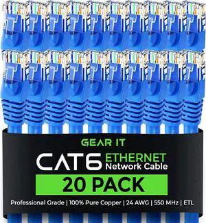 Cat 6 Ethernet Cable 10 ft (20-Pack) - Cat6 Patch Cable, Cat 6 Patch Cable, Cat6 Cable, Cat 6 Cable, Cat6 Ethernet Cable, Network Cable, Internet Cable - Blue 10 Feet