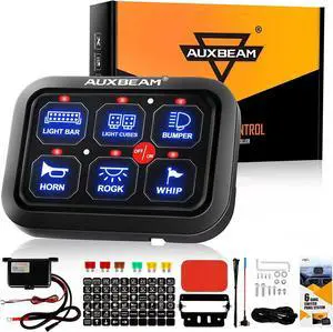 6 Gang Switch Panel Automatic Dimmable, Universal Electronic Relay System Circuit Control Box On-Off LED Car Switch Panel Button Switch Touch Switch Box for Truck ATV UTV Boat Caravan-Blue