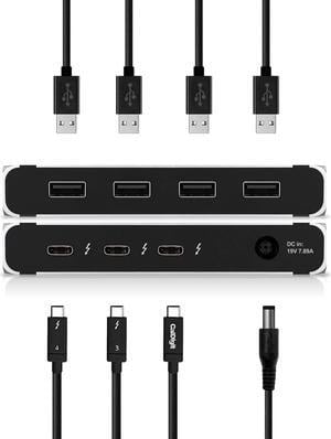 CalDigit Thunderbolt 4 Element Hub - Universal Multi-Port Hub, 4X Thunderbolt 4/USB4 Ports, 4X USB 3.2 Gen2 10Gb/s Ports, Single display up to 8K or Dual 4K 60Hz Displays, 60W Charging with 0.8m Cable