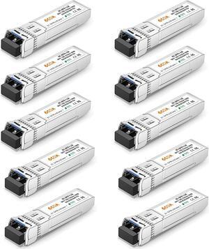 10Pack 10GBase-LR SFP+ Transceiver, 10G LC Single Mode Module for Cisco SFP-10G-LR, Meraki MA-SFP-10GB-LR, Ubiquiti UF-SM-10G, Mikrotik, D-Link, Supermicro, Netgear DDM, 1310nm, 10km
