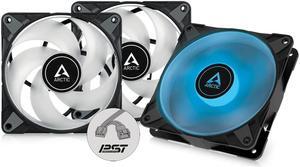 ARCTIC P12 PWM PST RGB (3 Pack) - 120 mm PWM case Fan Optimized for Static Pressure, case Fan, semi-Passive: 0-2000 RPM, 12V 4 pin RGB LED - Black