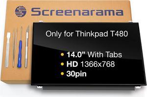 New Screen Replacement for Lenovo Thinkpad T480, HD 1366x768, Glossy, LCD LED Display with Tools