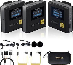 7RYMS Wireless Lavalier Microphone System, iRay DW20 2.4G Dual Wireless Lapel Mic for iPhone,DSLR Camera,YouTube,Podcast,Video Recording,Conference,Vlogging,Church,Interview,Teaching