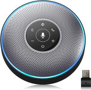 Bluetooth Speakerphone M2 Gray Conference Speaker, Idea for Home Office 360º Voice Pickup 4 AI Echo & Noise Canceling Microphones, Skype USB Speakerphone AUX in/Out for up to 8 People