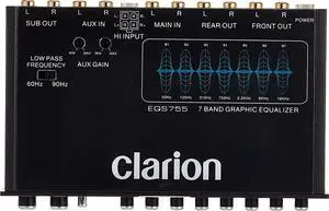EQS755 7-Band Car Audio Graphic Equalizer with Front 3.5mm Auxiliary Input, Rear RCA Auxiliary Input and High Level Speaker Inputs, BLACK