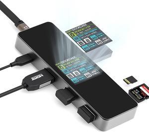 Visual Smart USB C Hub (7-in-1) with HDMI Port 4K@60Hz, 100w PD Power Delivery, 3 USB-A 5Gbps Data Ports, SD/TF Card Reader, for MacBook Air/Pro, Ipad Pro,Dell XPS, and More