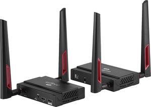 gofanco 5G Wireless HDMI Extender Kit  Up to 656ft (200m) at 1080p, Supports Up to 4 Receivers, Dual Antenna, Long Range, 5GHz Frequency, Loopout, IR Extension, 2ch PCM Audio (HDwireless1x4)
