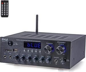 Bluetooth Home Audio Amplifier Receiver Stereo 300W Dual Channel Sound Audio System w/MP3, USB, SD, AUX, RCA, MIC, Headphone, FM, LED, Reverb Delay, for Home Theater Speakers, Studio - PDA69BU