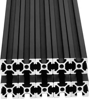 10pcs 48inch T Slot 2020 Aluminum Extrusion European Standard Anodized Linear Rail for 3D Printer Parts and CNC DIY 1220mm Black(48inch)