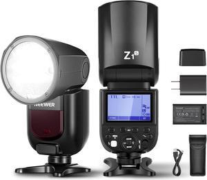 Z1-S TTL Round Head Flash Speedlite for Sony Cameras, 76Ws 2.4G 1/8000s HSS, 10 Levels LED Modeling Lamp, 2600mAh Lithium Battery, 480 Full Power Shots, Recycle in 1.5s Flash
