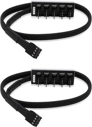(2 Pack) 4-Pin PWM PC Case Fan Hub Power Supply Cable 1 to 5 Way Splitter PC Motherboard Fan Power Extension Cable Cord for ATX Computer Case 4-Pin and 3-Pin Cooling Fans