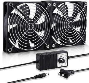 Big Airflow 2 x 120mm 240mm Computer Cabinet Fan 110V 240V AC Power Supply, Speed Controller 3V to 12V, for Mining Machine Chassis Server Workstation Cooling