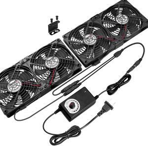 4 x 120mm Server Rack Mount Fan 12V with 100V - 240V AC Power Variable Speed Control, High Airflow for DIY Cooling Mining Rig, AV Cabinets, Home Theater, Refrigerator, Greenhouse