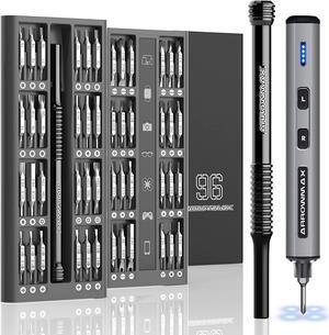 102 in 1 Electric Screwdriver, AM ARROWMAX Cordless Precision Screwdriver Set with 96 Magnetic Bits, Rechargeable Portable Electronic Screwdriver Set for Phone Laptop Camera Watch Computer (MINI PLUS)