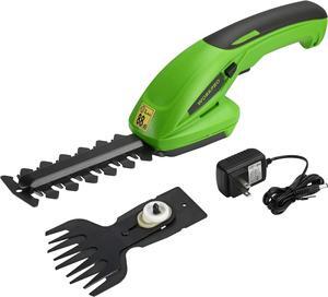 Cordless Grass Shear & Shrubbery Trimmer - 2 in 1 Handheld Hedge Trimmer 7.2V Electric Grass Trimmer Hedge Shears/Grass Cutter Rechargeable Lithium-Ion Battery and Charger Included