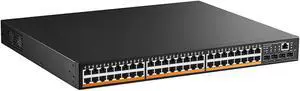MokerLink 48 Port PoE Gigabit Managed Switch, 4x1G SFP, IEEE802.3af/at/bt 600W, VLAN/Qos/PoE/Security Web/Cli L2 Managed Rackmount Switch