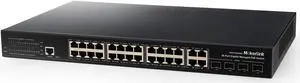 MokerLink 24 Port PoE Gigabit Managed Switch, 4 GE Uplink, 4 Combo SFP, 300W IEEE802.3af/at, L2+ Smart Managed, Rackmount Fanless, PoE QoS Vlan IGMP and Static Routing Managed