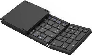 Foldable Bluetooth Keyboard, Foldable Wireless Portable Keyboard with Numeric Keypad, USB-C Rechargeable for iOS, Android, Windows System Laptop Tablet Smartphone Device (Not Full Size)