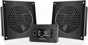 AC Infinity AIRPLATE T8, Quiet Cooling Dual-Fan System 6" with Thermostat Control, for Home Theater AV Cabinets