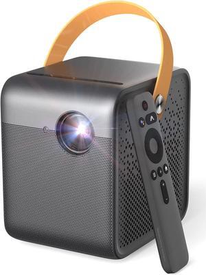 Portable Projector for Outdoor Movie, WEMAX Dice Mini Projectors with WiFi Bluetooth, 700 ANSI Lumens 1080p FHD 4K Support, 3 Hrs Battery Video Time, Android TV 9.0, Dolby Audio, Auto Focus Keystone